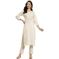 Shiv Textiles Cotton Embroidery Work Kurta Set for Women.(ST-KP-101-WHITE-2XL)