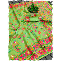 Panzora Soft Kashmiri Pashmina silk weaving saree With Unstitched Blouse
