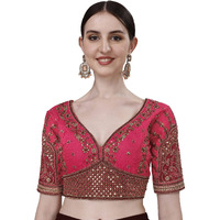 Nigel Designer Women's Phantom Silk Solid Half Sleeve Regular Blouse (Rajwadi Rani 42)