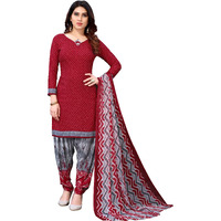 Priyashi Womens Printed Unstiched French Crepe Dress Material(NUSRAT RED)