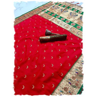 Panzora Woman's Pure Paithani Silk Saree With Unstitched Blouse Piece
