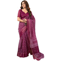 SAMAH Women's Cotton Blend Saree (3771S153N_Wine)