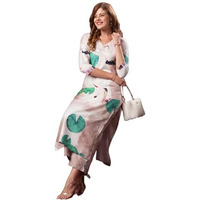 ANNI DESIGNER Women's Cotton Blend Straight Printed Kurta with Palazzo (Swans Peach_S_Peach_Small)