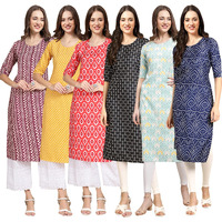 Pinkmint Women's Crepe Digital Print Straight Kurta [Pack of 6] (MJ-347-350-346-362-343-366-XXL)
