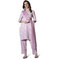 DHRUVI TRENDZ Women Cotton Blend Fancy Kurta Set Regular Fit Printed (DT-K2702&P124&D79_Pink_M)
