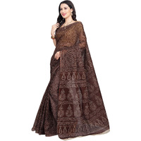RANI SAAHIBA Women's Pure Cotton Printed Saree Without Blouse Piece (SKR6608_Coffee Brown)