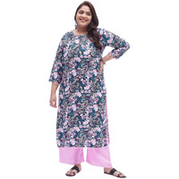 Tissu Women's Plus Size Multicolored Floral Printed Kurta with Palazzo (T-Plus-643_Multi_7XL)