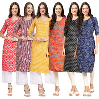 Pinkmint Women's Crepe Digital Print Straight Kurta [Pack of 6] (MJ-346-347-350-365-362-366-XXL)