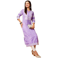 ANNI DESIGNER Women's Cotton Blend Chikankari Embroidered Straight Kurta (STHO-Purple-TNW_XXL_Purple_XX-Large)