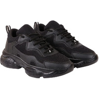 Shoetopia Women's Block Heel Sneakers Black (3 UK)