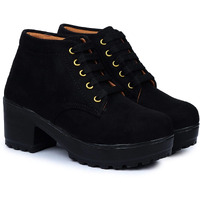 Lovehush High Ankle Suede Boots For Women's And girls Boots For Women 507 BLACK 41