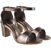 Shoetopia Stylish Ankle Strap Grey Block Heeled Sandals For Women & Girls /UK5