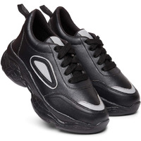 Longwalk Women and Girls Sneakers, Walking Gym Running Black Shoes