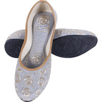 DFR Woman Embroidered Punjabi Mojari Jutti Juti for Women Shoe, Color: GREY1 | UK Size 5