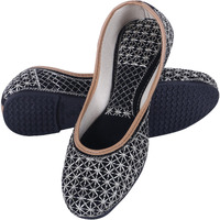 DFR Woman Embroidered Punjabi Mojari Jutti Juti for Women Shoe, Color: BLACK3 | UK Size 6