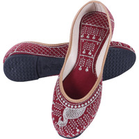 DFR Woman Embroidered Punjabi Mojari Jutti Juti for Women Shoe, Color: RED2 | UK Size 6