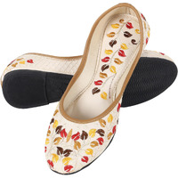 DFR Woman Embroidered Punjabi Mojari Jutti Juti for Women Shoe, Color: CREAM1 | UK Size 8