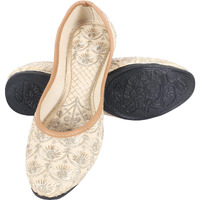 DFR Woman Embroidered Punjabi Mojari Jutti Juti for Women Shoe, Color: GOLD1 | UK Size 7