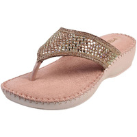 Mochi Women Rose Gold Suede Leather Comfort Slip-on Sandal UK/5 EU/38 (44-8)
