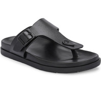 San Frissco Men's Sandals with Open Toe Strap/Perfect Fit for Summer and Rainy Season Easy to Walk Slipper, Chappal/Stylish Casual Trendy Floaters - 7 (Black)