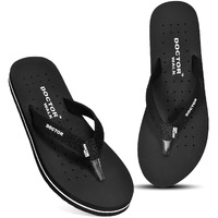 Doctor Walk Flip Flop for Women | Soft Comfortable | Breathable | Fashionable | Stylish | Trendy | Super soft | Lightweight | Anti-Slip Sole | Indoor & Outdoor | (DW-01) (Black-06)