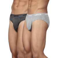 Levis Mens Cotton Style #009 Neo Regular Fit Solid Brief (Pack of 2) (#009-BRIEF-LT GMEL-P2_Lt, Dk. Grey Melange_M)