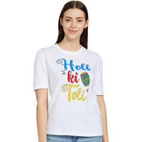 Clotth Theory Colourful Happy Holi Festival Half Sleeve Round Neck T-Shirt for Family Women