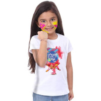 Bon Organik Holi Hai for Girl(BON1216-DP-WH-G-2-4Y1T Tee) White