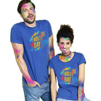 Bon Organik Couple Holi Day T-Shirt (COUPLEHOLIBON4292_Womens XXL)