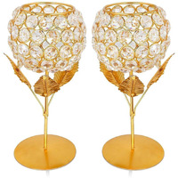Crystal Candle Holder Tea Light Stand Votive- Decorative Tealight Holders for Home Office Living Room Indoor Garden Dining Centerpiece Decoration Holi, Diwali, Gifts 7 Inch (4 PCS Pack)