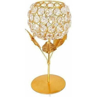Crystal Candle Holder Tea Light Stand Votive- Decorative Tealight Holders for Home Office Living Room Indoor Garden Dining Centerpiece Decoration Holi, Diwali, Gifts 7 Inch (1 PCS Pack)