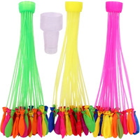 Toyshine Water Balloons Holi For Kids Boys And Girls, Latex With Refill Hose, Three Bunches Balloons Games Swimming Pool Outdoor Fun Magic Water Balloons (111 Pieces Balloons), Multicolor