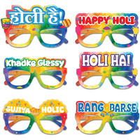 Festiko Set of 12 Pcs Paper Eye Glasses For Holi, Holi Selfie Props, Happy Holi Decorations, Holi Party Supplies, Holi Party Wearables, Holi Party Eyewear, Holi Decorations Items