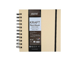 Brustro Toned Paper - Kraft Sketchbook, Wiro Bound, Size 6" x 6", 100GSM (100 Sheets) 200 Pages