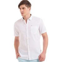 Flying Machine Men's Solid Slim Fit Shirts (FMSH6892_White L)