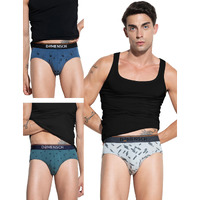 DAMENSCH Men's Cotton Blend Briefs (Pack of 3) (DAM-CTP-B-CMT-SOG-NVP-PACK-3-XXL_Check & Mate Teal, Stroke Grey, Navy Pixels_2XL)