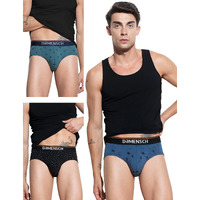 DAMENSCH Men's Cotton Blend Briefs (Pack of 3) (DAM-CTP-B-CMT-NVP-BSD-PACK-3-S_Check & Mate Teal, Navy Pixels, Black Space Dot_S)