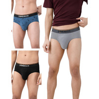 DAMENSCH Men's Deo-Cotton Deodorizing Brief- Pack of 3- Marbled Blue, Sweet Black, Dessert Grey- Large