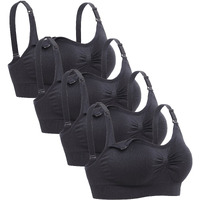 DCLUB Lataly Womens Sleeping Nursing Bra Wirefree Breastfeeding Maternity Bralette Pack of 4 Color Black Size M