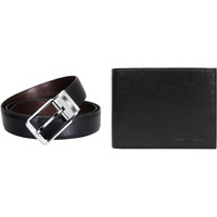 CREATURE Belt Wallet Combo For Men Pu-Leather Black/Brown Reversible Belt For Men(BL-024-WL-030)