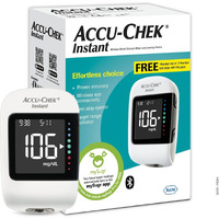 Accu-Chek Instant Blood Glucose Glucometer (with Bluetooth) with Vial of 10 Strips, 10 Lancets and a Lancing Device FREE for Accurate Blood Sugar Testing