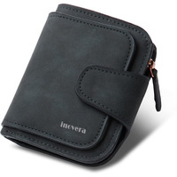 INOVERA (LABEL) Faux Leather Tri-fold Fashion Card Coin Small Clutch Wallet for Women - Black