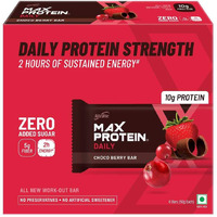 RiteBite Max Protein Daily Choco Berry Protein Bars with 10g Protein, 5g Fiber & 21 Vit. & Minerals | 0 Added Sugar, No Cholesterol & Trans Fat For Upto 2h of Energy, Healthy Snack, 50g (Pack of 6)