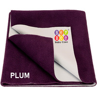 BeyBee Instadry Anti-Piling Fleece Extra Absorbent Quick Dry Sheet for New Born Babies, Cotton Bed Protector Mattress, Reusable Waterproof baby Cot sheet for Toddler Infant, Medium size 100x70cm, Plum
