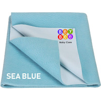 BeyBee Waterproof Quick Dry Sheet for Baby| Bed Pad Anti-Piling Fleece Extra Absorbent Washable Matress Protector| Baby Bed Protector Sheet for Toddler Children, Large Size, 140x100cm, Sea Blue