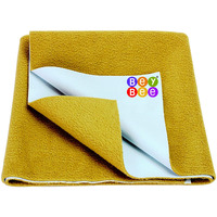 BeyBee Waterproof Quick Dry Sheet for Baby| Bed Pad Anti-Piling Fleece Extra Absorbent Washable Matress Protector| Baby Bed Protector Sheet for Toddler Children, Large Size, 140x100cm, Golden