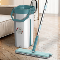 U.P.C. Mop with Bucket for Floor Cleaning | Floor Cleaner Mop | Flat Mop Pocha for Floor Cleaning | Magic Mop with 1+2 Super-Absorbent Microfiber Pads - White-Green