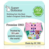 SuperBottoms Pack of 2 (1 Waterproof Outer + 1 Organic Cotton Dry Feel Magic) UNO Freesize Cloth Diaper with Extra Booster | Cloth diaper for babies 3M to 3Y |(Mommy Talk <3)