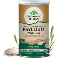 A TATA Product - Organic India Isabgol Whole Psyllium Husk Powder - 100g, With Dietary Fiber, Supports Heart Health & Digestive System, Gluten Free, Non-GMO Project Verified, NPOP & USDA Certified