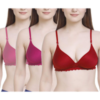 FIMS - Fashion is my style Women s Cotton & Elastane Lightly Padded Non-Wired T-Shirt Bra (NewPaddedBra_DarkPink,Pink,RED_34_DarkPink, Pink, RED_34)